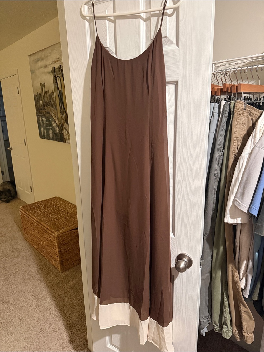 Abercrombie & Fitch Brown Slip Dress with Cream Trim